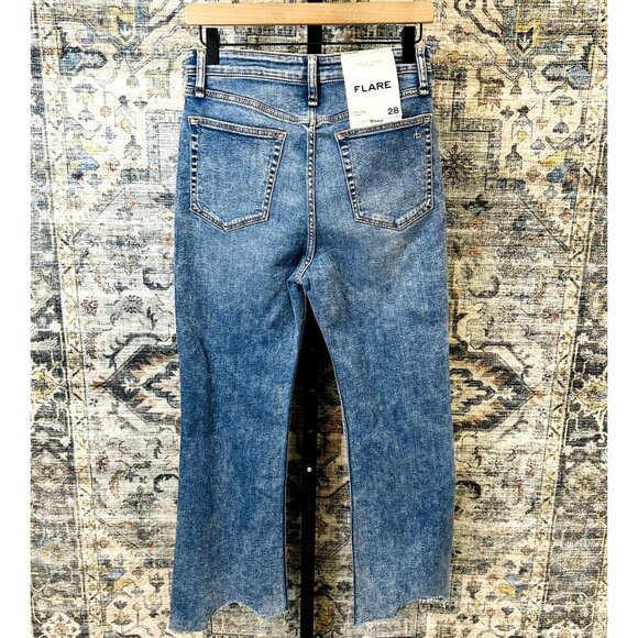 Rag & Bone Casey High Rise Flare Jeans Size 28 Pebbles Wash Raw Hem Ankle Denim - Picture 2 of 16